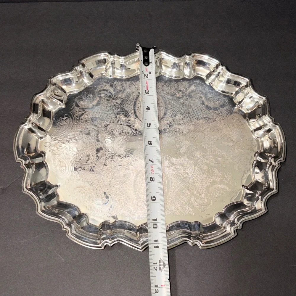 Vtg 1978 LEONARD Silver Plated Chippendale Tray 14